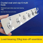 Multi-Purpose Six-Row Wall Hooks for Doors Kitchen Bathroom Living Room Heavy Duty