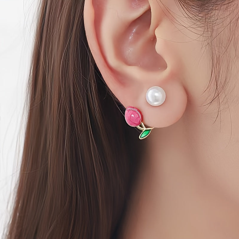 Women's Pearl Tulip Earrings - Trendy, Versatile Jewelry