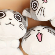 Soft Plush Cat Toy with Cartoon Cat Design in Light Brown White Gray Pink for Small Pets