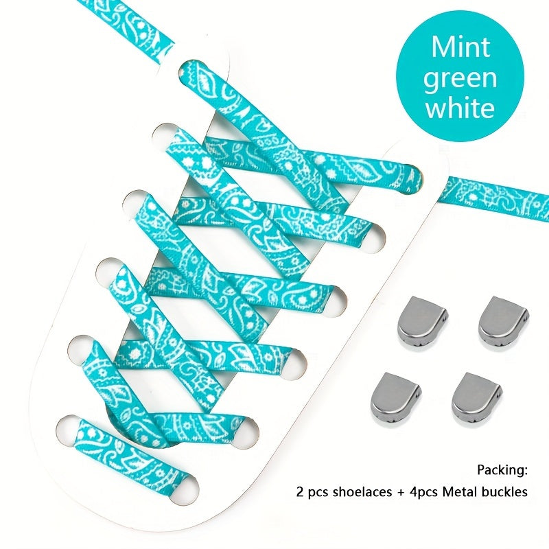 Unisex Elastic Cashew Flower Shoelaces 100cm for Sports and Casual Shoes