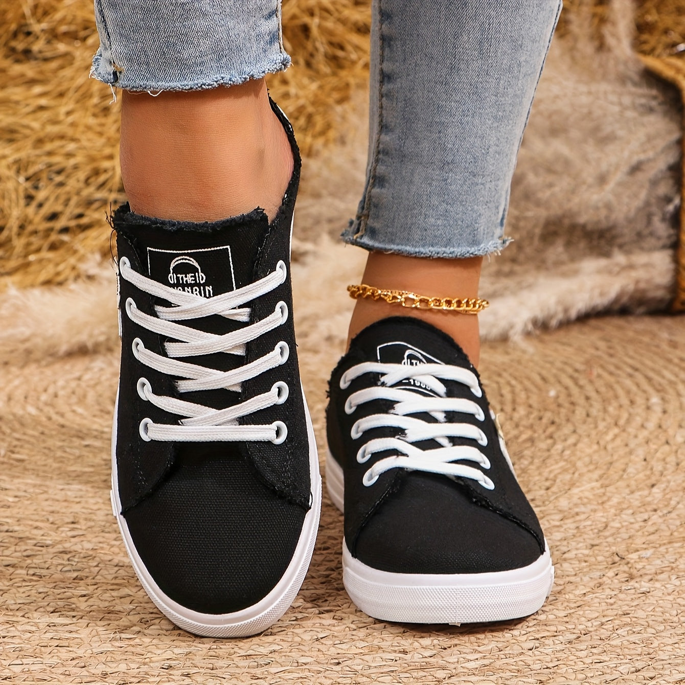 Women's Casual White Fabric Sneakers with Soft Sole and Round Toe