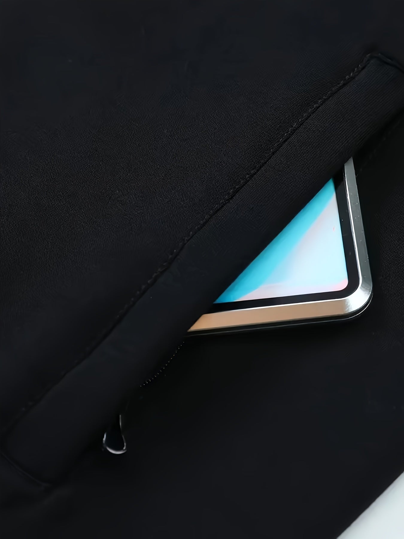 Men's Polyester Tracksuit Set with Jacket and Long Pants in Solid Color