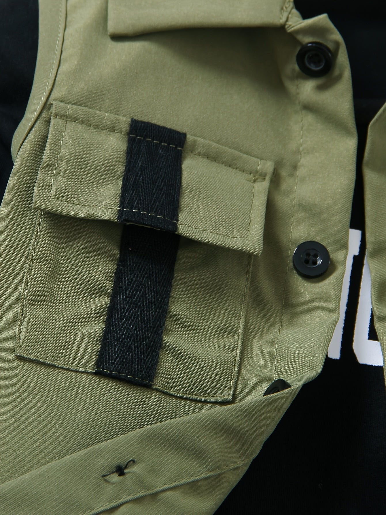 Мальчики 3-частный комплект уличного стиля: жилет оливкового цвета, длинный рукав, футболка, джоггеры, весна-осень