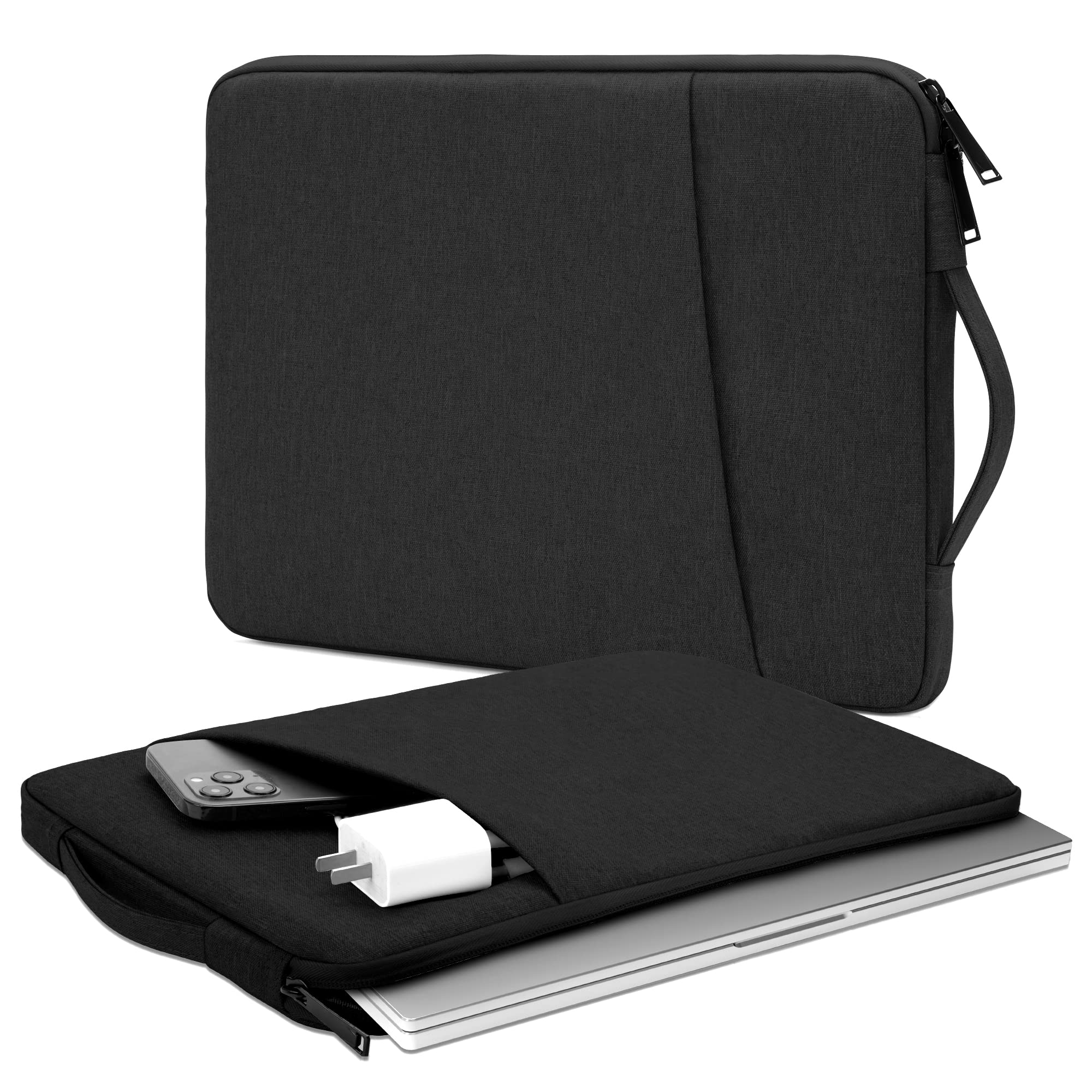 Funda para portátil de lino compatible con TSA, para portátiles de 13-16 pulgadas en negro, rosa y gris