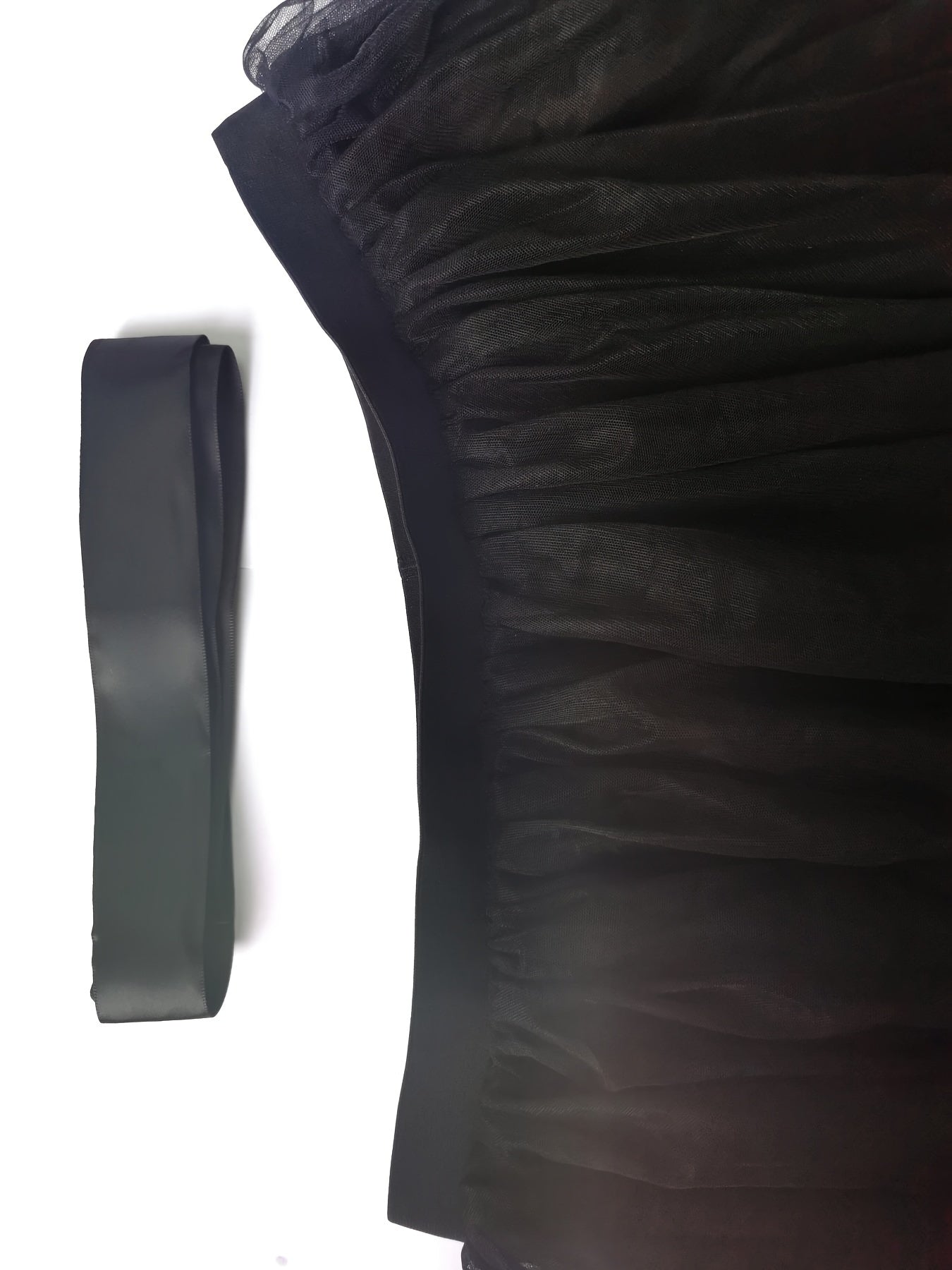 Plus Size Women's Elegant Black Tulle A-Line Skirt With Slit for Formal Wear