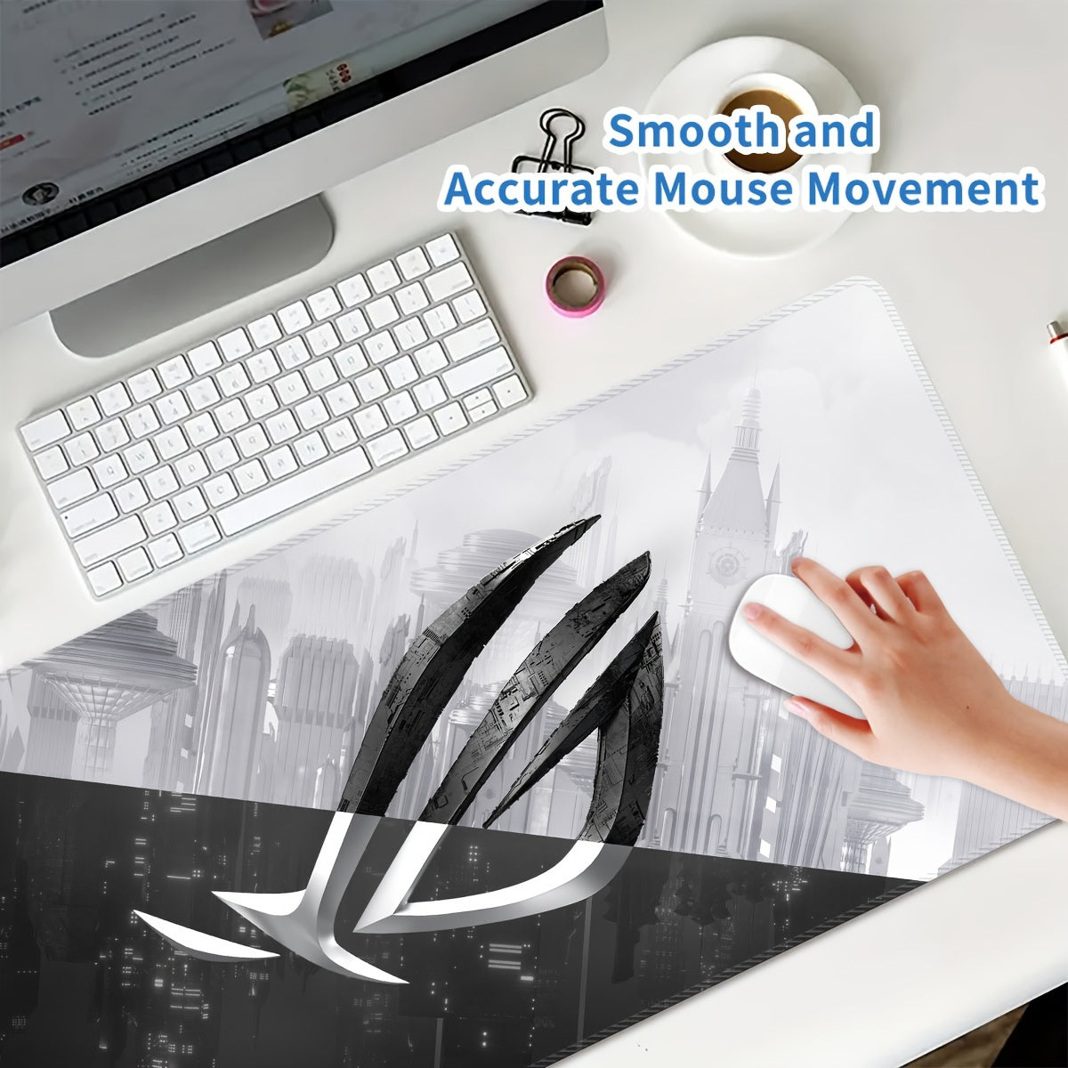 Large Gaming Mouse Pad with Non-Slip Rubber Edges and Washable Surface