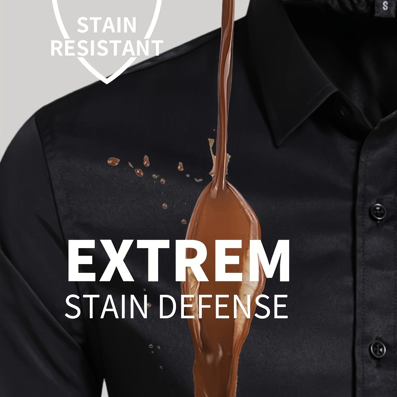 Men's All-Season Cotton-Polyester-Spandex Work Shirt Long Sleeve Lapel Button Regular Fit