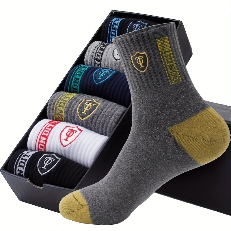 Men's Athletic Crew Socks 5 Pairs Moisture-Wicking Sweat-Resistant Polyester Spandex