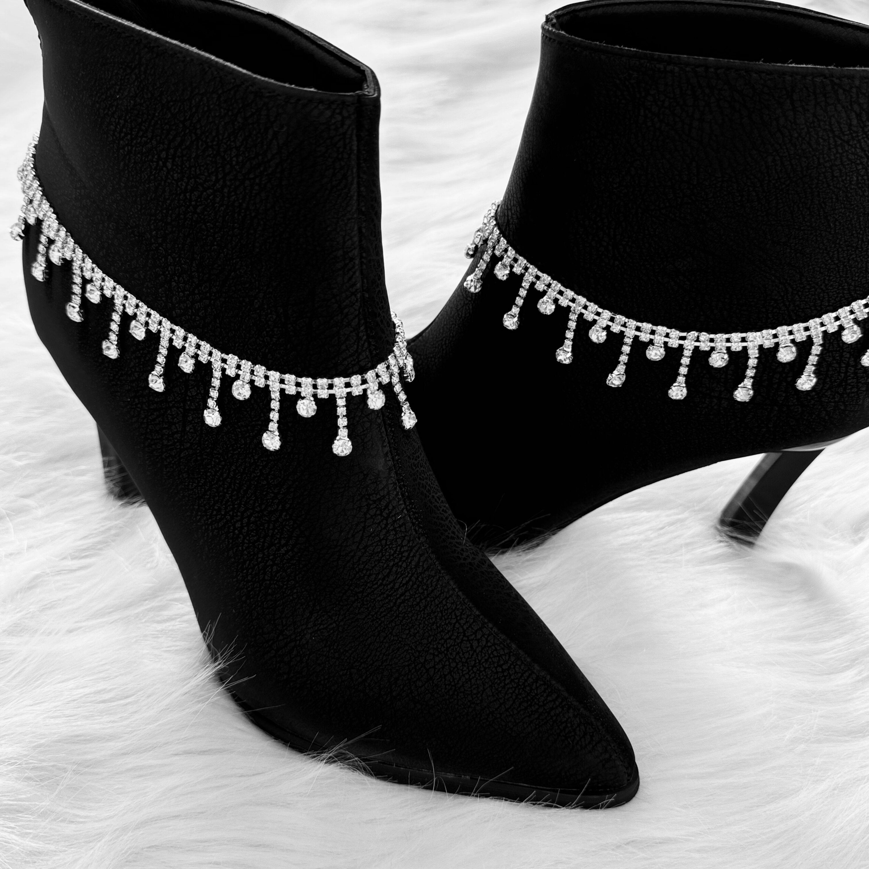 Women's Rhinestone Shoe Chain Shiny Boot Ornament 1/2 Pcs