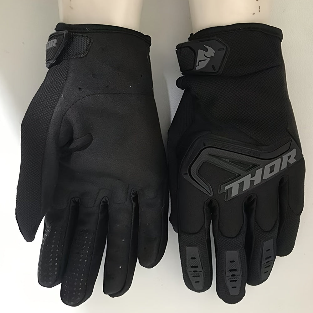 Мужские и женские мотоперчатки с полным пальцем из синтетической кожи для езды на открытом воздухе