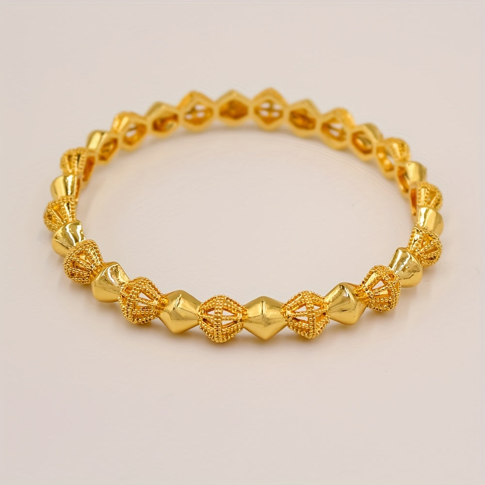 Gold-Tone Alloy Bangle Bracelets for Women, Elegant Nigerian and Middle Eastern Inspired Jewelry