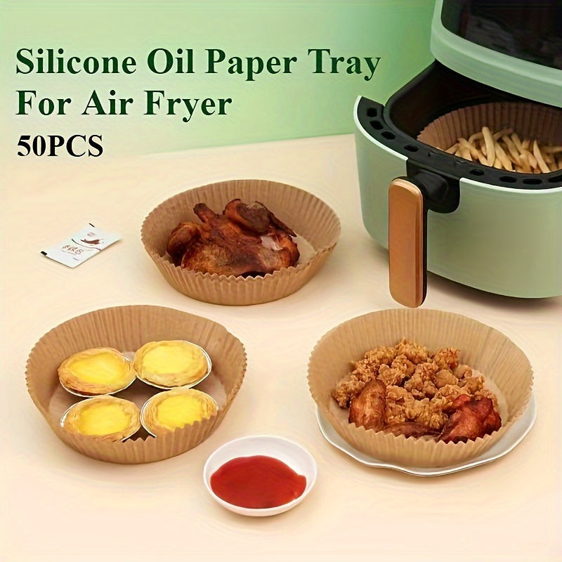 Yuqori sifatli dumaloq havo fritörlari uchun qog'ozlar: ikki tomonlama, silikonga qoplangan, yopishqoq va yog'ga chidamli pishirish qog'ozlari. Oziq-ovqat darajasida va bir martalik, mikroto'lqinli pech va pechda ishlatish uchun xavfsiz.