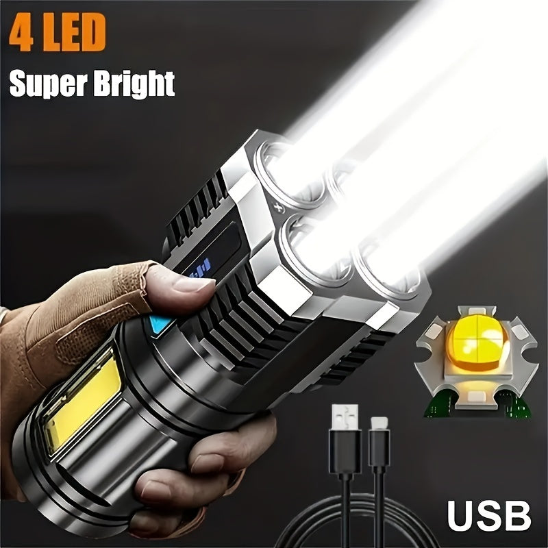 Anyice Ultra-Yorqin LED Favqulodda Chiroq, USB-C Qayta Zaryadlanadigan Batareya, 4 Rejim, 800mAh, Polirovka Qilingan Yuzasi, Raqamli Ko'rsatkich - Tashqi Sarguzashtlar Uchun Ideal.