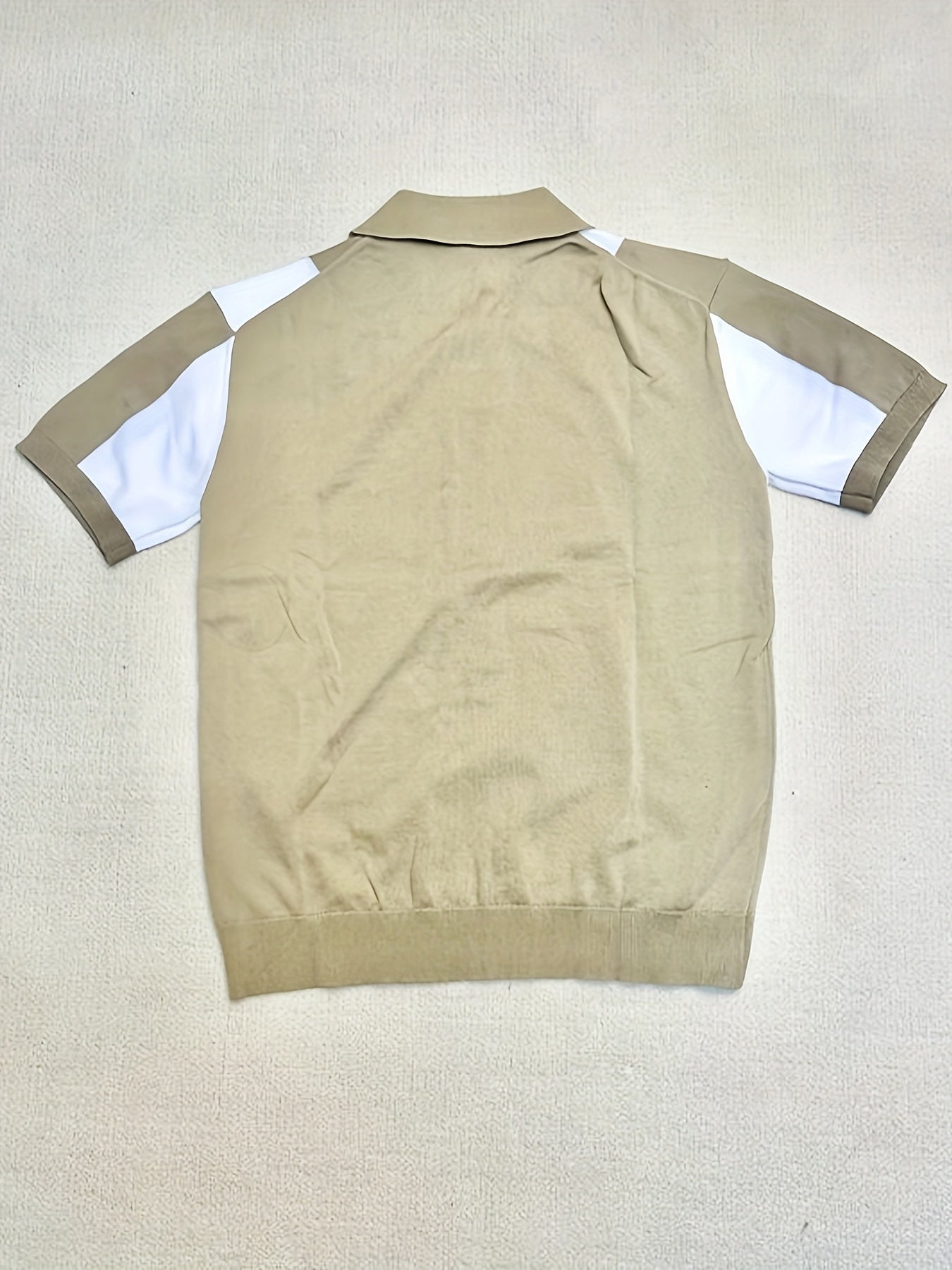 Men's Color Block Short Sleeve Lapel Golf Shirt Summer Rayon High Stretch Casual Regular Fit