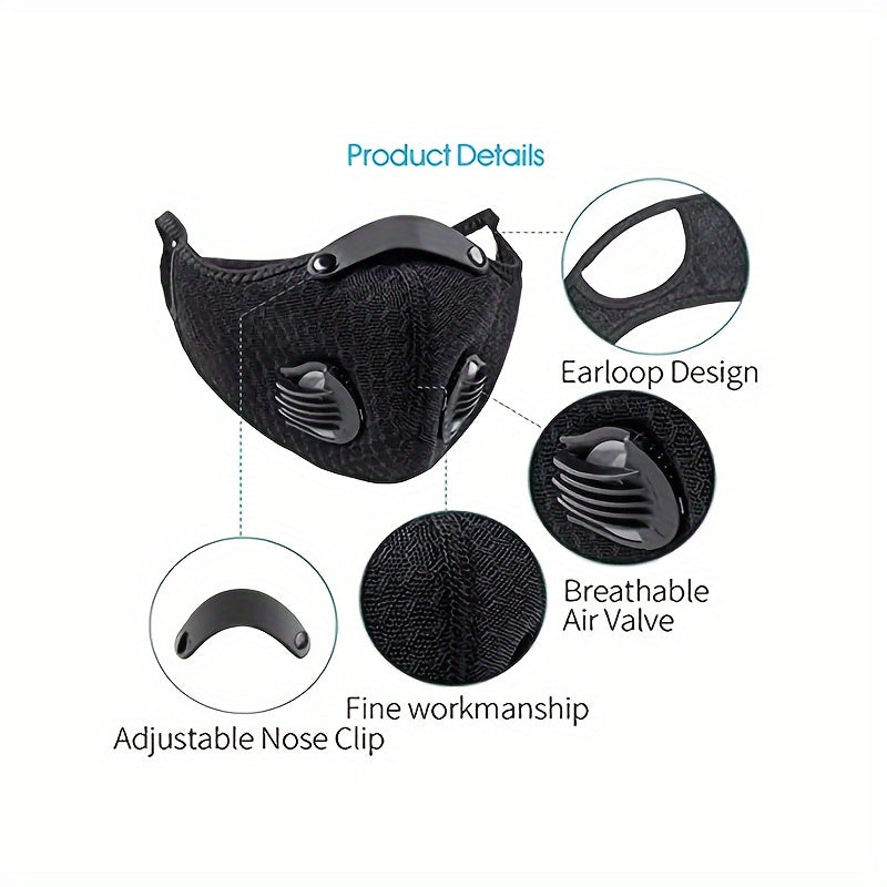 1/2 Ajratiladigan yuz niqobi, nafas chiqarish klapanli, shaffof ko'z qalqoni, og'iz filtri, changdan himoyalovchi, erkaklar va ayollar uchun mos.