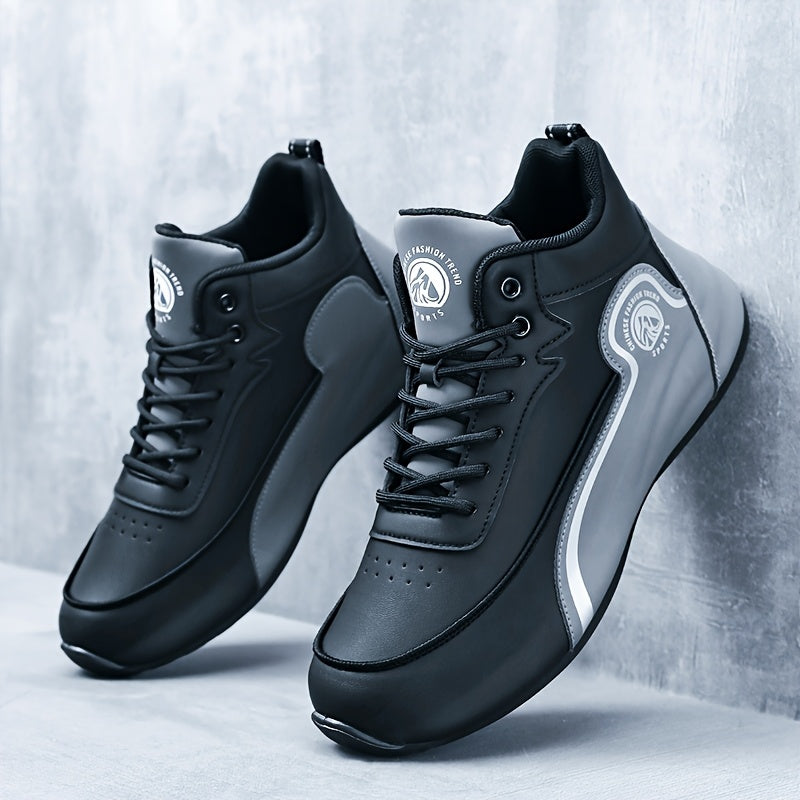 Erkaklar uchun klassik pastki krossovkalar, bog'ichli dizayn, yugurish uchun zarbani so'ruvchi va nafas oladigan, skeytbord uchun mustahkam qalin taglik, bir rangli grafik dizayn, dumaloq barmoq, sun'iy yuqori qism va