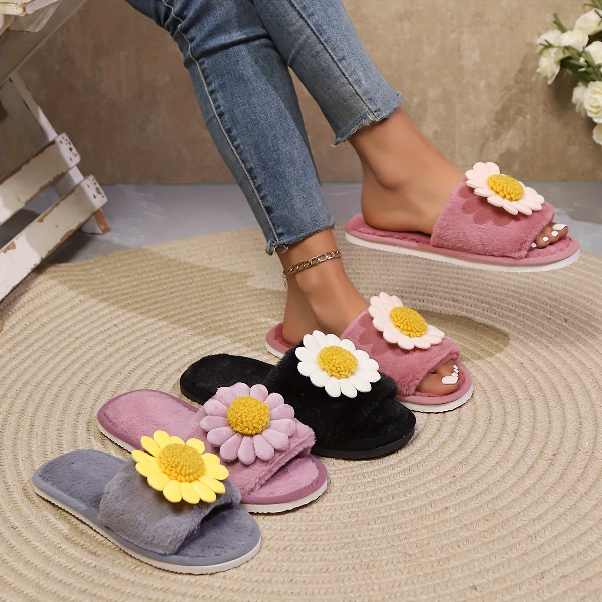 Ayollar uchun oson kiyinadigan mato shippaklar EVA taglik bilan ichki va tashqi uy poyabzali