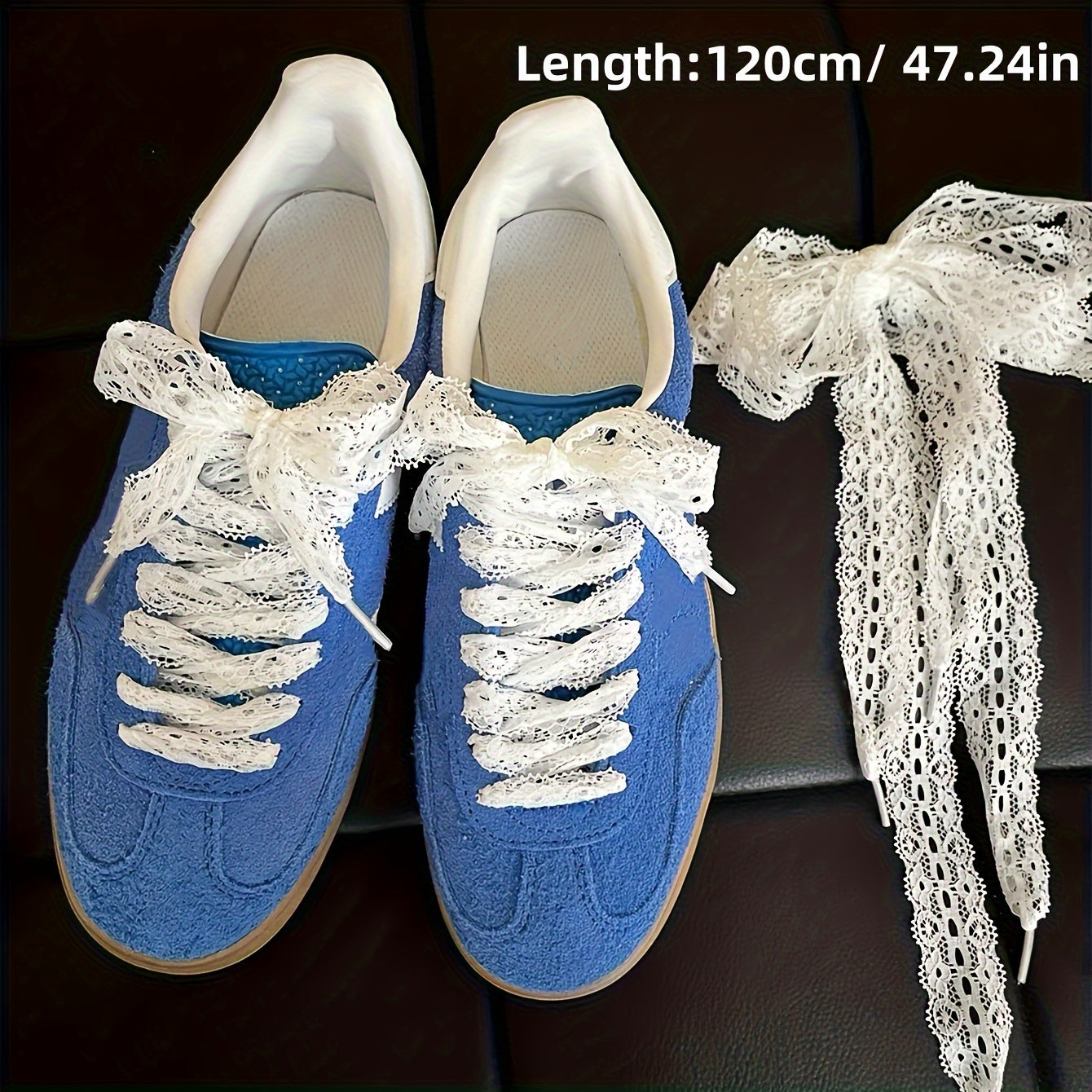 Women's White Lace Bowknots Shoe Accessories 120cm Hollow-Out V-Print