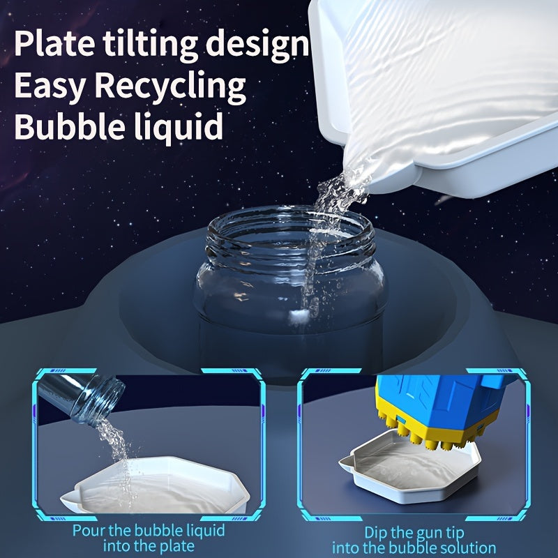 Yozgi partiyalar va tug'ilgan kunlar uchun 40 teshik, rang-barang pufak oqimlari va mexanik uslubga ega portativ elektr pufak quroli o'yinchoq. Batareyalar va pufak eritmasi kiritilmagan. Xavfsiz va qiziqarli.