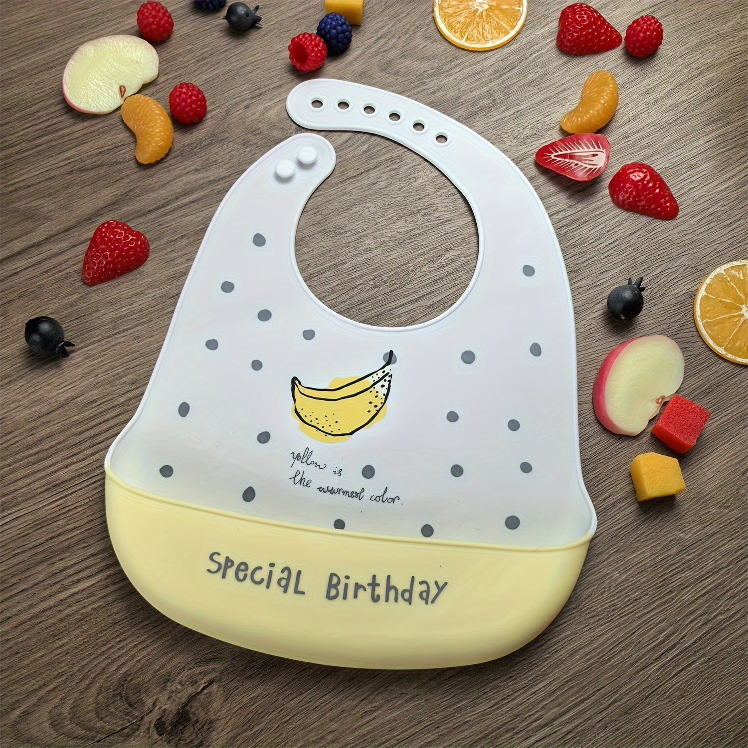 Silicone Kids Bib Pink Waterproof with Rainbow Crown Space Design for Boys Girls