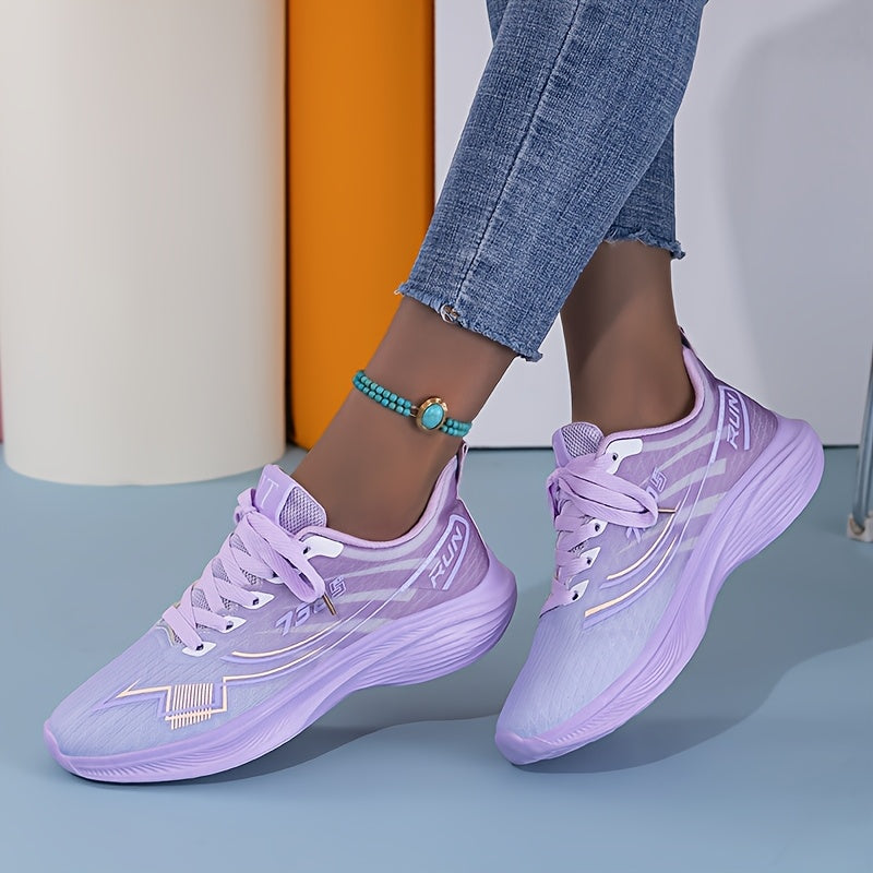 Women’s Knit Sneakers Pastel Purple White Lightweight Breathable Casual Shoe