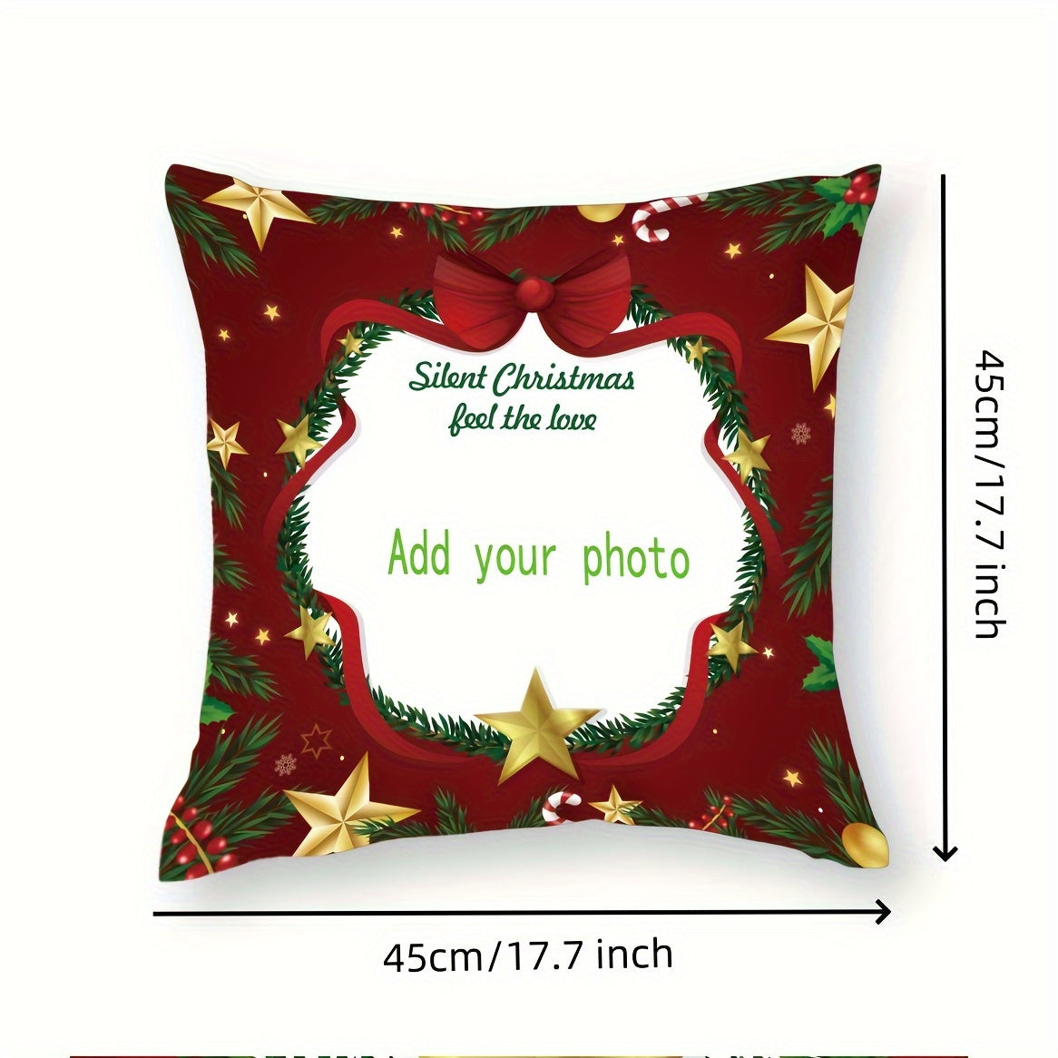 Personalized Christmas Photo Pillow with Double-Sided Design for Pets and Family