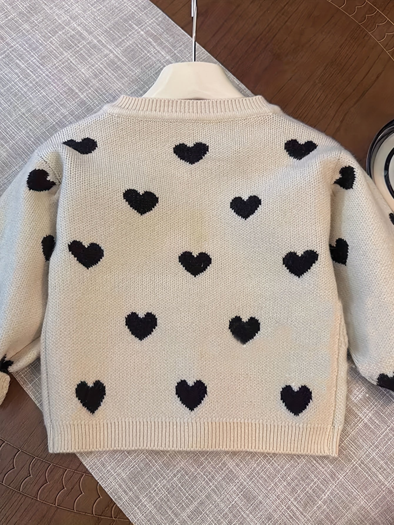 Girls' Knit Cardigan with Heart Buttons Long Sleeve Fall Spring Casual