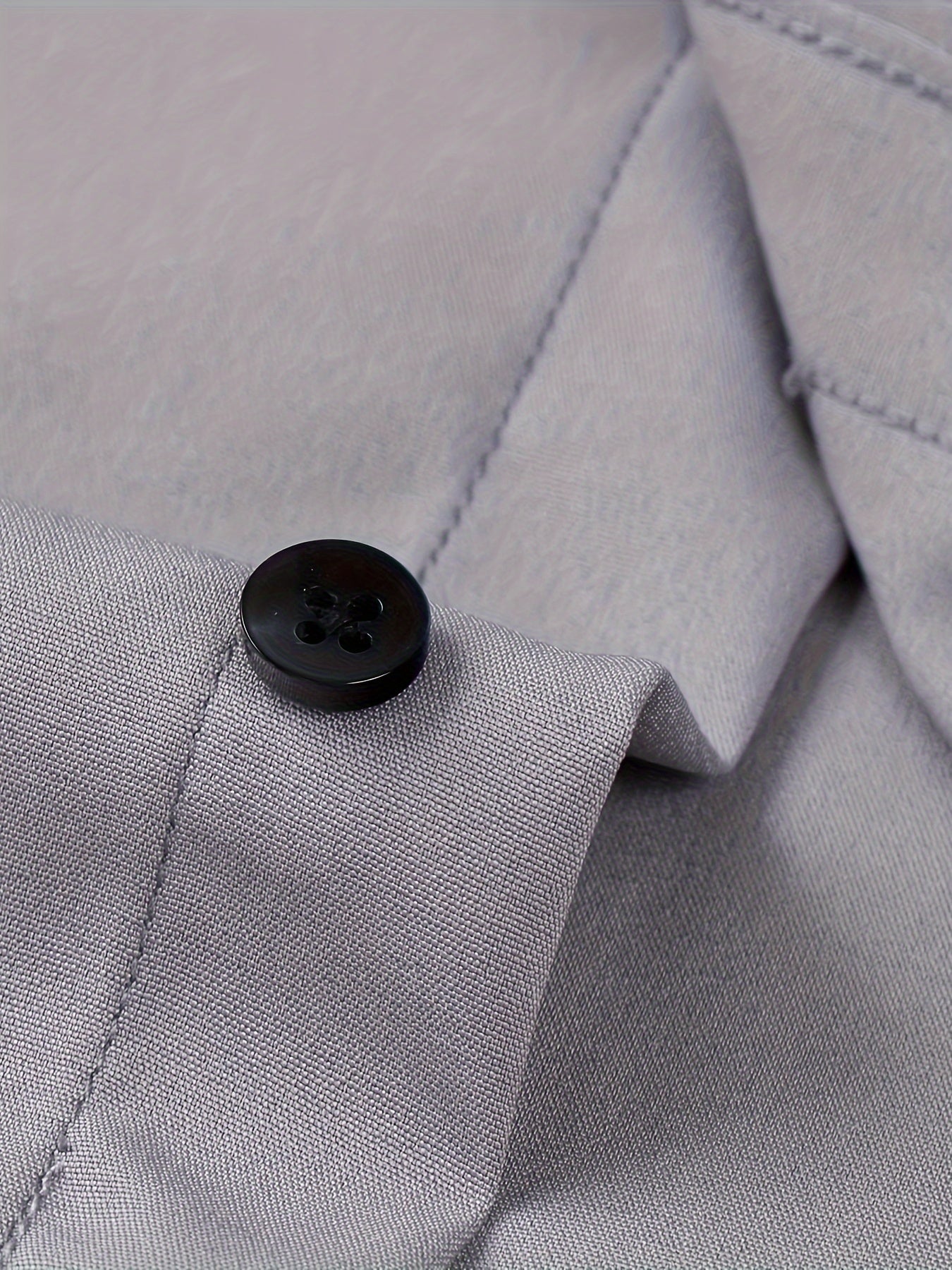 Men's Plus Size Solid Color Dress Shirt with Square Collar Regular Fit All-Season Polyester