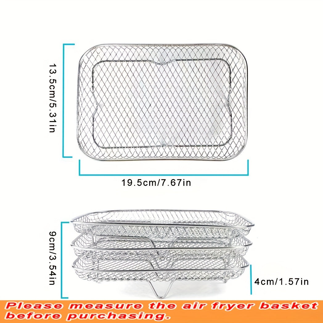 3-ta qismli zanglamaydigan po'latdan yasalgan havo qovurish uchun aksessuarlar mikroto'lqinli pech uchun to'rtburchakli grill yopishqoq bo'lmagan qavatli