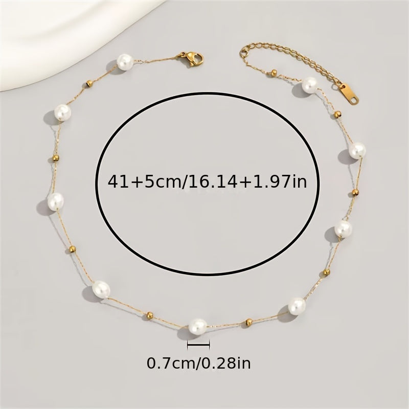 Women's Imitation Pearl Beads Necklace Zinc Alloy Baroque Style Elegant Gift