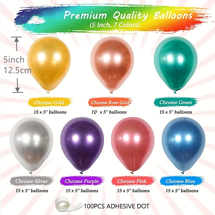 12.7 cm Mixed Color Metal Balloons Set of 100 for Party Decorations