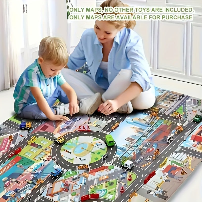 Kids Play Mat for Ages 3 Plus Water-Resistant Urban Scene Garage Traffic Route