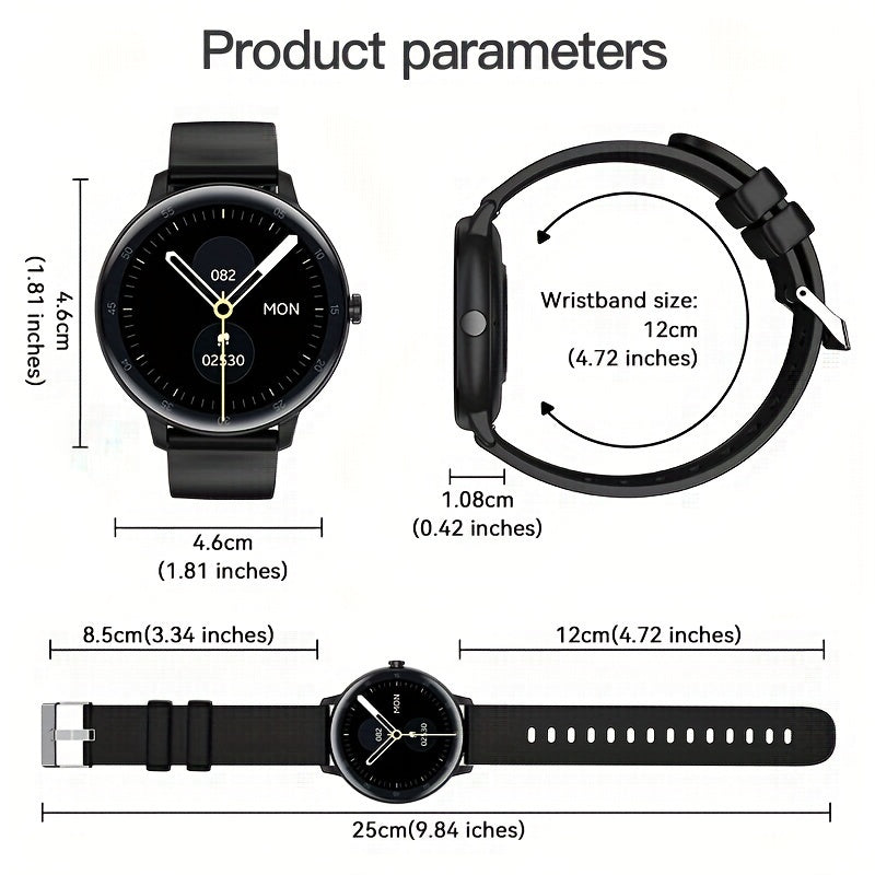 Reloj inteligente para hombres y mujeres con pantalla HD de 3.53cm, llamadas inalámbricas, control de música para múltiples deportes, asistente de voz AI