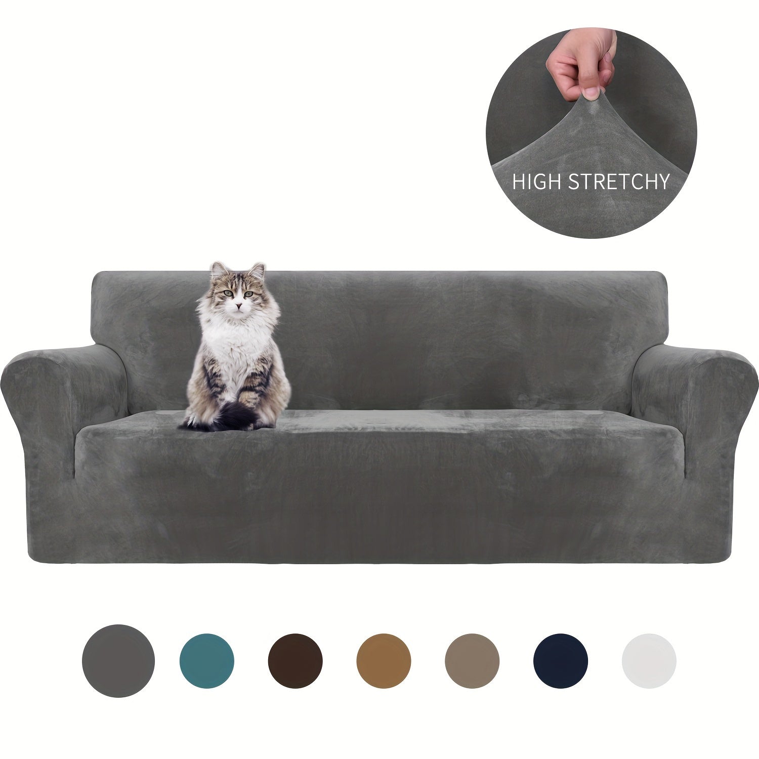 Velvet Sofa Cover Elastic Bottom All Seasons Pet Scratch Protection