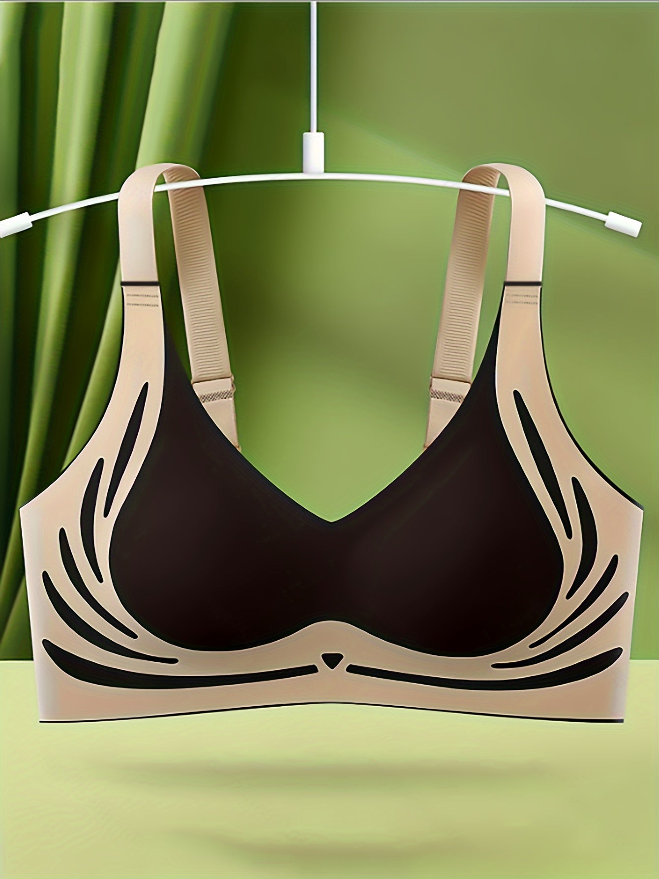 Seamless Soft Support T-Shirt Bra with Geometric Pattern Knitted Fabric No Underwire Adjustable Pads Summer