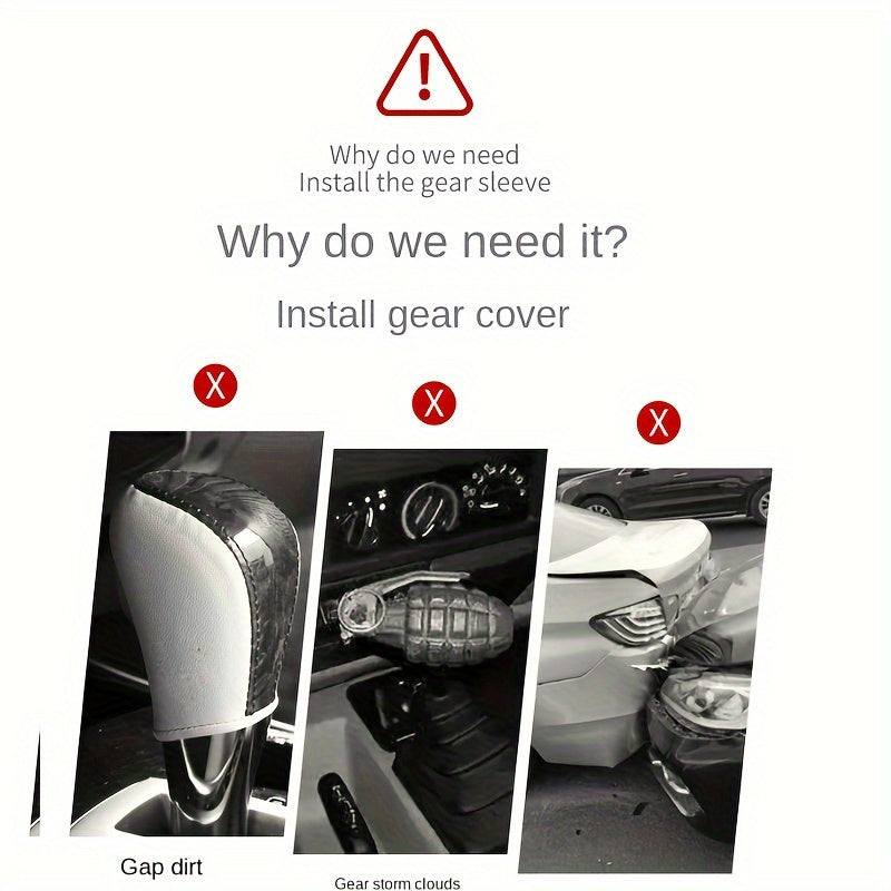 Auto Gear Shift Cover PU Leather Non-Slip Durable Gear Stick Protector
