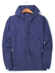 Men's Lightweight Hooded Jacket for Outdoor Summer Activities UV Protection Quick-Dry Polyester