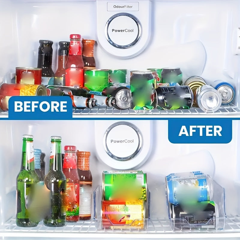 Refrigerator Organizer Bins for Soda Cans, Clear Plastic Pantry Storage, Stackable Can Dispensers