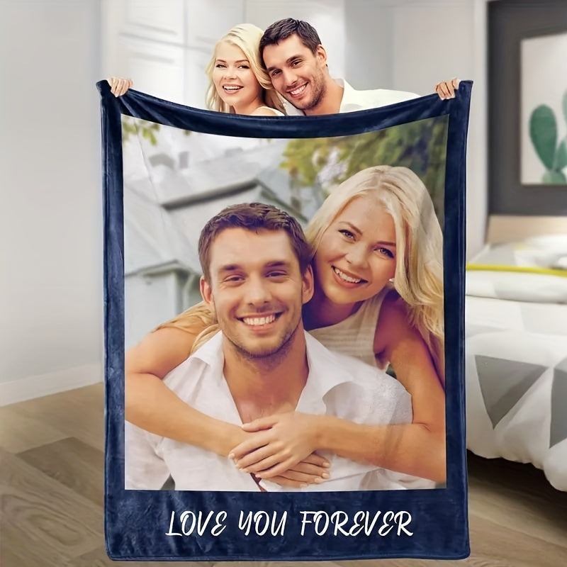 Personalized Flannel Throw Blanket with Photos Reversible Soft for All Seasons