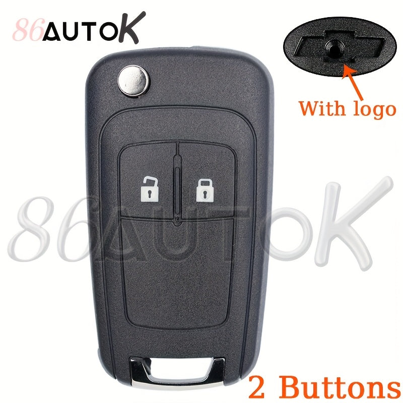 Car Key Shell Black Durable Plastic 2-Button Folding Replacement Housing
