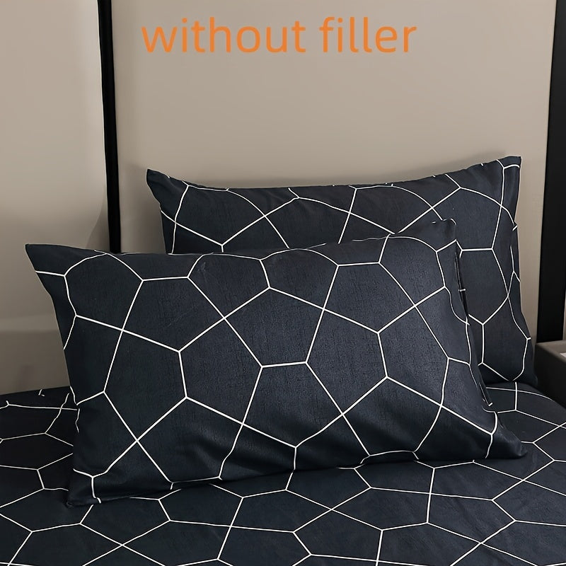 Three-Piece Bedding Set with Printed Fitted Sheet Dust-Proof Bed Cover and Non-Slip Fitted Sheet