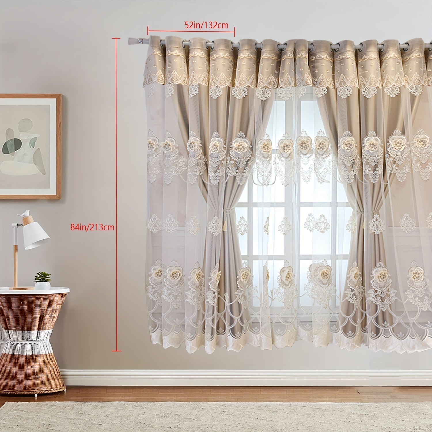 European Romantic Blackout Curtain with Embossed Jacquard Grommet Top for Living Room Bedroom 2 Panels