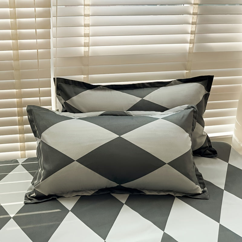 Fundas de almohada de algodón con aloe vera y cierre de sobre, patrón geométrico, lavables a máquina