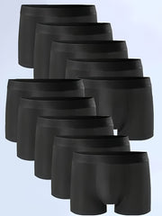 Men's Solid Color Boxer Briefs Breathable Stretch Polyester Elastic Waistband Pack of 10