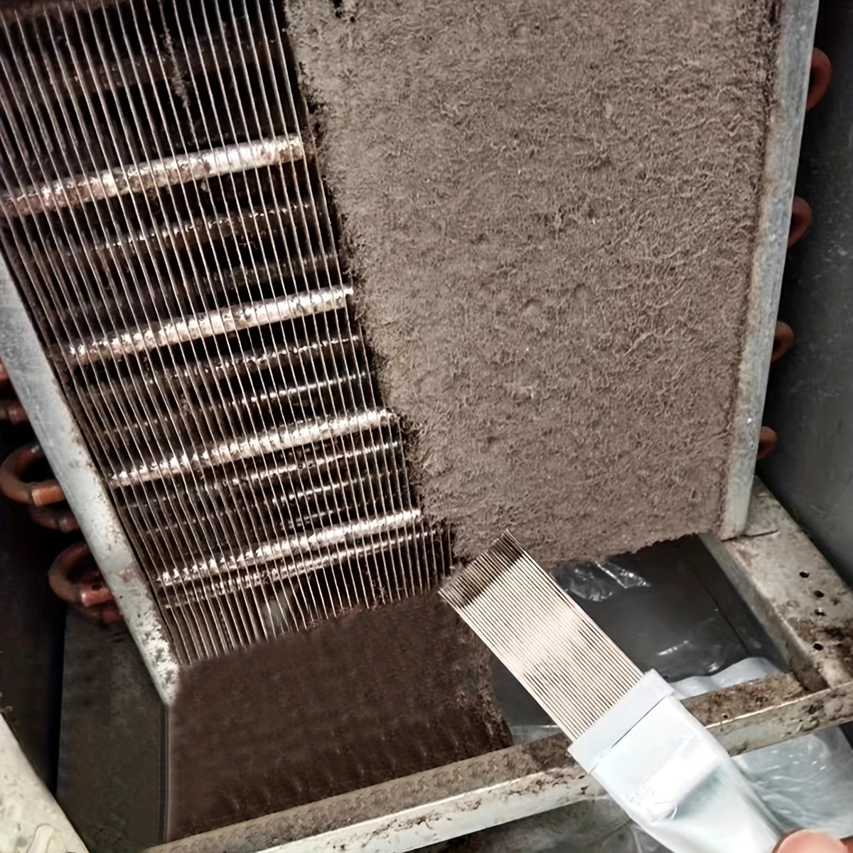 2pcs Stainless Steel AC Cleaning Brushes Hard-to-Reach Gap Dusters for Condenser Coils