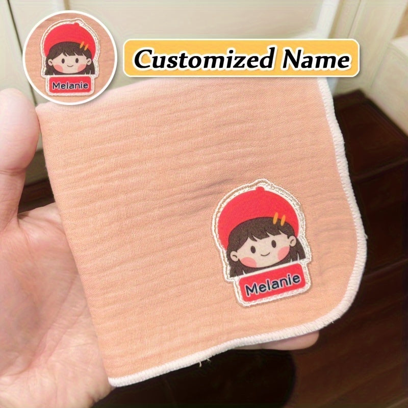 Kids Gauze Handkerchiefs 3 Pack Breathable Cotton Cartoon Design Personalized Name