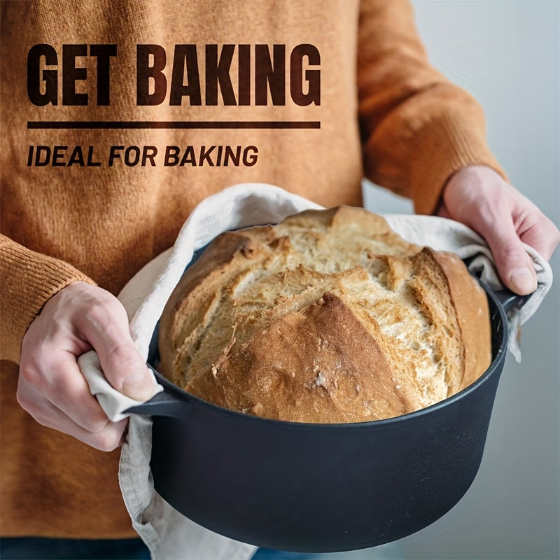 Cast Iron Skillet with Lid 2-in-1 Cookware for Baking and Frying Black