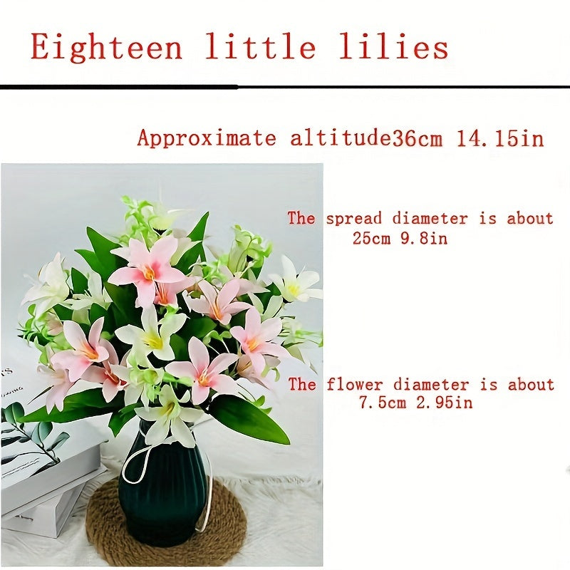 Ramo de lirios artificiales con 18 cabezas, azul y blanco, decoración para bodas, hogar y accesorios para fotografía