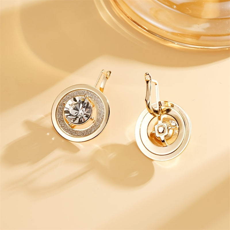 Gold-Plated Copper Earrings with Rhinestones for Women Stylish Jewelry for Everyday or Events