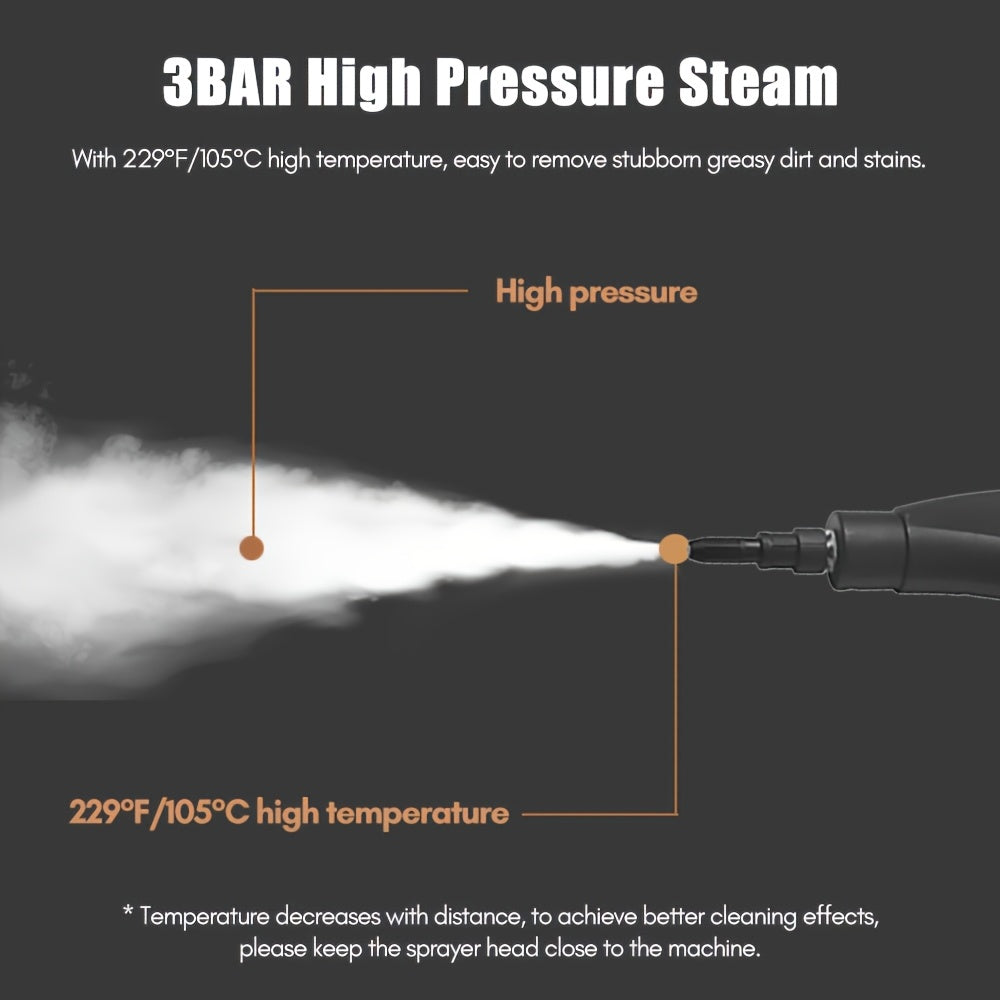 Portable Handheld Steam Cleaner with High Temperature Pressurized Steam and Brush Heads